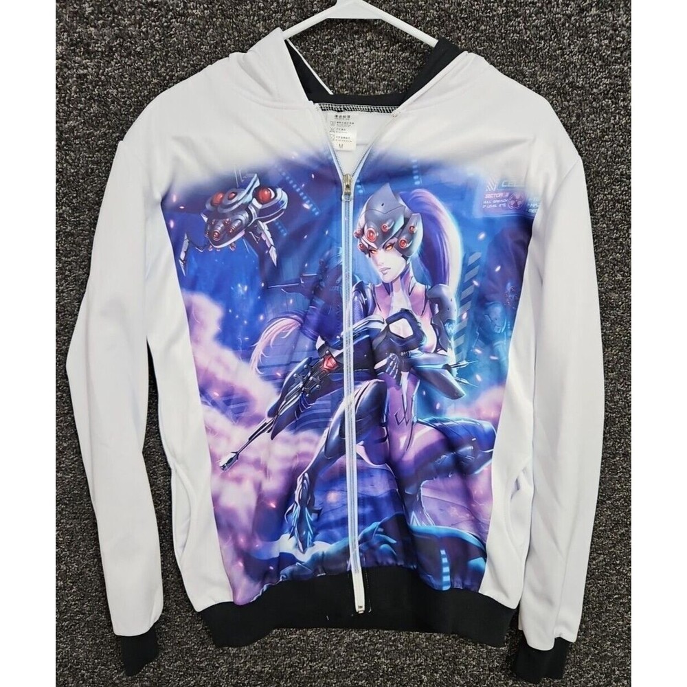 Widowmaker Overwatch Women's Medium  Hoodie White Anime Game Art Graphics Pocket